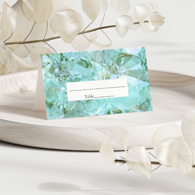 Elegant Sea Glass Crystal Gemstone Wedding Place Card (Creator Uploaded)