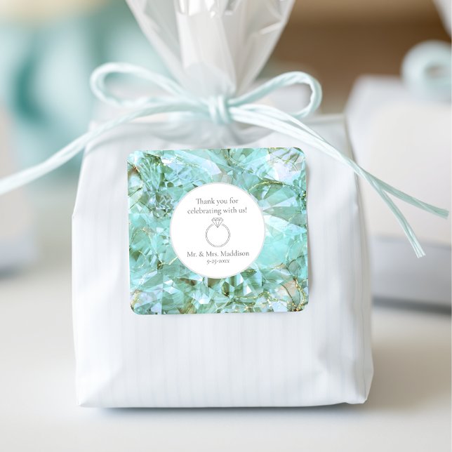 Elegant Sea Glass Crystal Gemstone Wedding Square Sticker (Creator Uploaded)