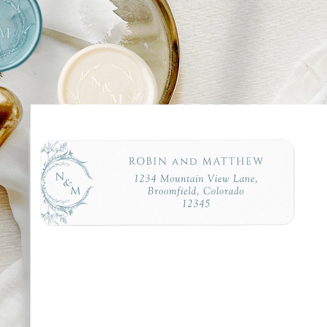 Elegant Sea Glass Monogram Wedding Return Address (Creator Uploaded)