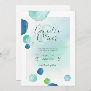 Elegant Sea Glass Watercolor Boho Wedding Invitation