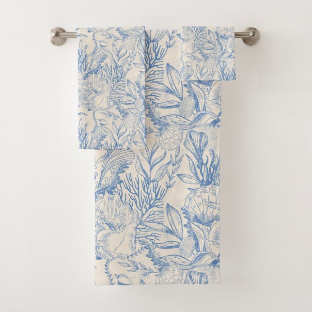 Elegant sea-green canvas bath towel set (Insitu)