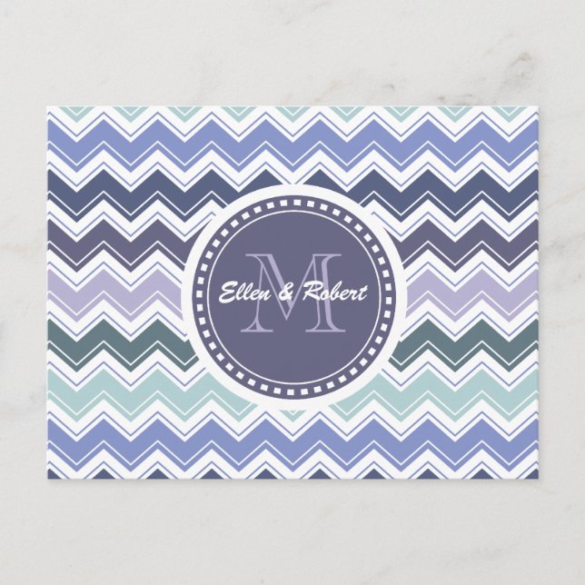 Elegant Sea Greens and Blues Chevron ZigZag Waves Postcard (Front)