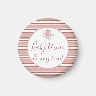 Elegant Sea Octopus Nautical Striped Baby Shower I Magnet