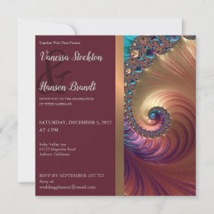 Elegant Sea Shell Fractal Wedding Invitation