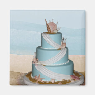 Elegant Sea Shell Wedding cake Magnet