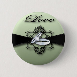 elegant seafoam green mint and black wedding 6 cm round badge