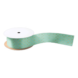 Elegant Seafoam Green with Luxe Gold Accents  Satin Ribbon