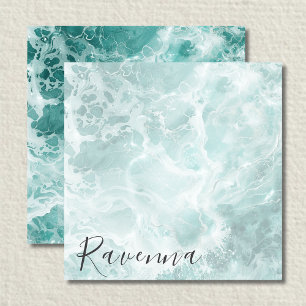 Elegant Seafoam Silver Custom Name Wedding Card