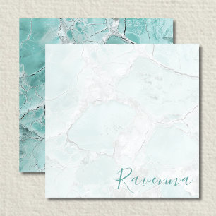 Elegant Seafoam Silver Marble Custom Name Wedding Card
