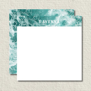 Elegant Seafoam Silver Stripe Custom Name Wedding Card