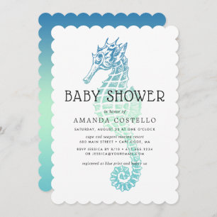 Elegant Seahorse Baby Shower Invitation