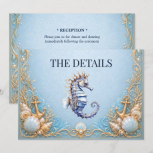 Elegant seahorse beach wedding theme enclosure invitation