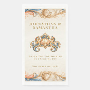 Elegant seahorse vintage beach wedding serviettes napkin