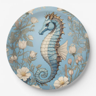 Elegant Seahorse William Morris Inspired Paper Plate