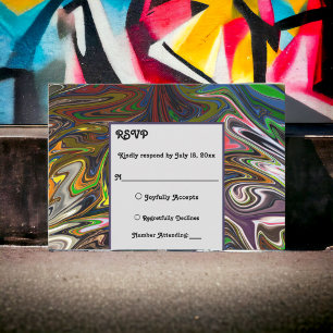 Elegant Seamless Abstract Colourful Modern Wedding RSVP Card