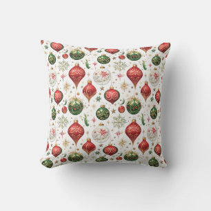 "Elegant Seamless Christmas Ornament Pattern  Cushion