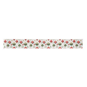 "Elegant Seamless Christmas Ornament Pattern  Satin Ribbon