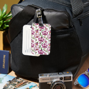Elegant Seamless Pattern of Purple and Pink Orchid Luggage Tag