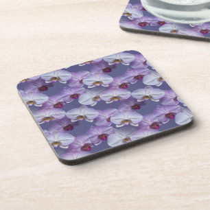 Elegant Seamless Pattern of Purple Veined Orchids  Coaster