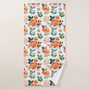 Elegant Seamless Pattern of Watercolor Flowers Bath Towel Set