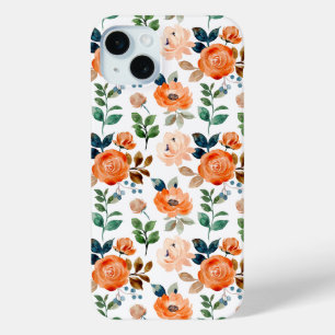Elegant Seamless Pattern of Watercolor Flowers iPhone 15 Mini Case