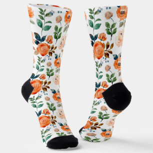 Elegant Seamless Pattern of Watercolor Flowers Socks