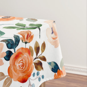 Elegant Seamless Pattern of Watercolor Flowers Tablecloth