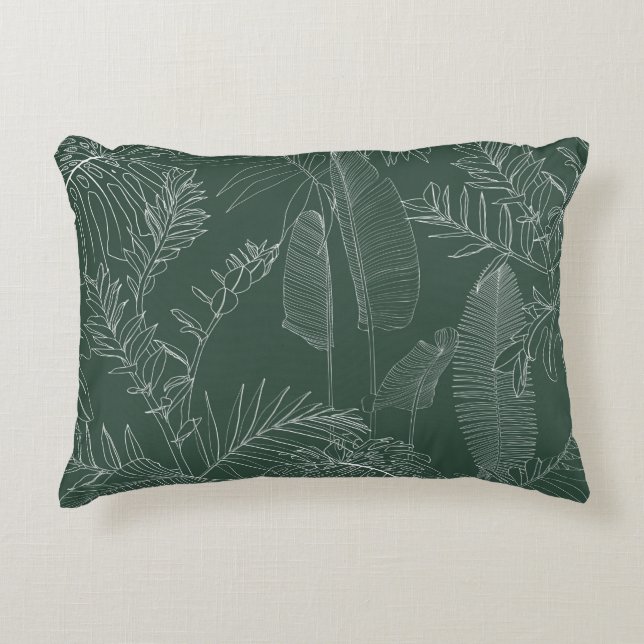 Elegant seamless pattern with green hand drawn lin decorative cushion (Front)