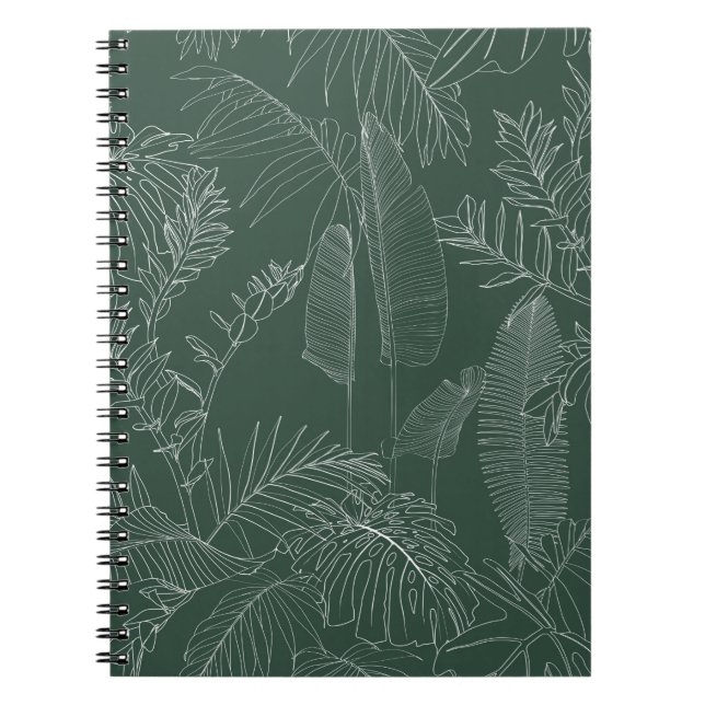 Elegant seamless pattern with green hand drawn lin notebook (Front)