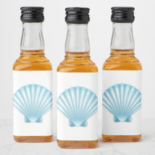 Elegant Seashell Beach Blue Nautical Wedding Liquor Bottle Label