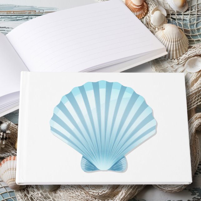 Elegant Seashell Blue Nautical Beach Wedding Guest Book (Creator Uploaded)