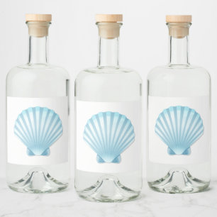 Elegant Seashell Blue Nautical  Beach Wedding Liquor Bottle Label
