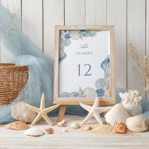 Elegant Seashell Border Wedding Table Number