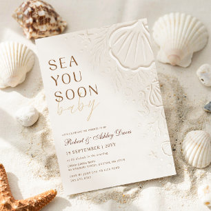 Elegant Seashell Coastal Sea You Soon Baby Shower Invitation