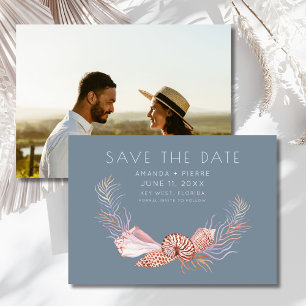 Elegant Seashell Photo Beach Wedding Save the Date
