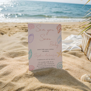 Elegant Seashell Sea You Soon Baby Shower Invitation
