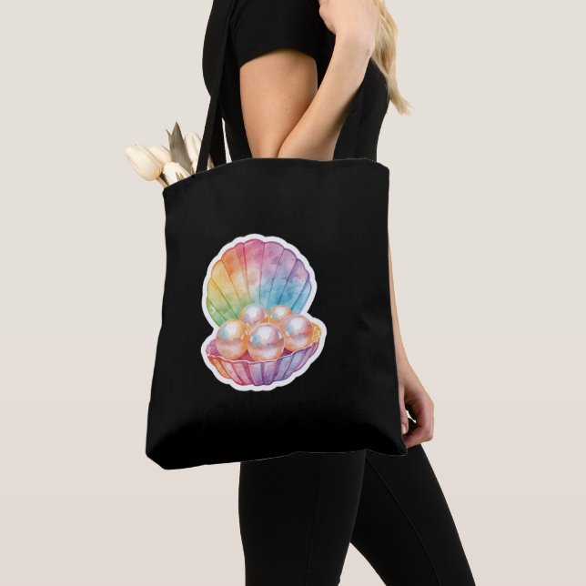 Elegant Seashell Tote Bag Stylish Beach Gift women (Close Up)