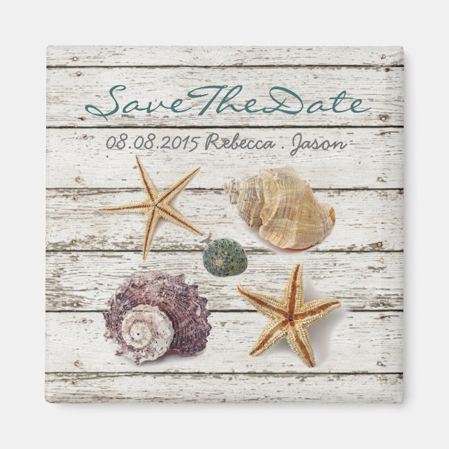 elegant  seashells beach wedding save the date magnet (Front)