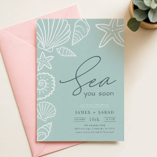 Elegant Seashells Coastal Sea Baby Shower Invitation