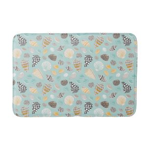 Elegant Seashells on mint Bath Mat