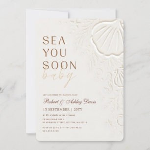 Elegant Seashells Sea You Soon Baby Shower Invitation