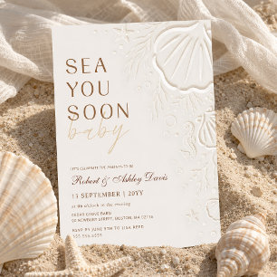 Elegant Seashells Sea You Soon Baby Shower Invitation