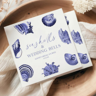 Elegant Seashells & Wedding Bells Bridal Shower Napkin