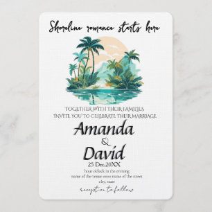 Elegant Seaside Beach Wedding Invitation