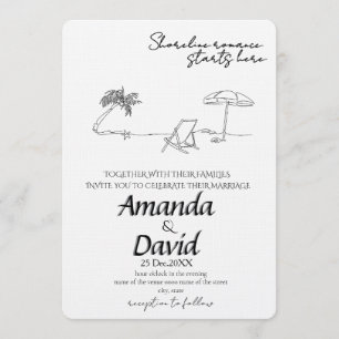 Elegant Seaside Beach Wedding Invitation
