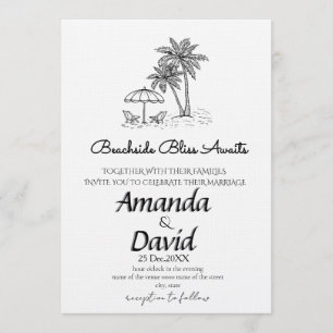 Elegant Seaside Beach Wedding Invitation