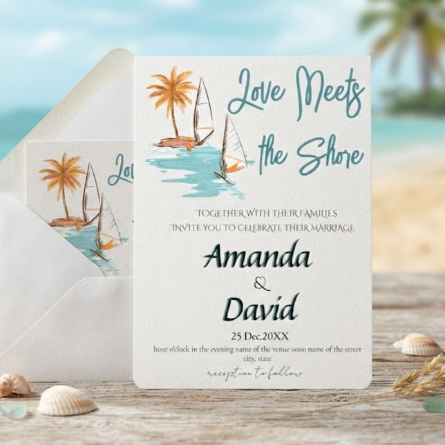 Elegant Seaside Beach Wedding Invitation (Creator Uploaded)