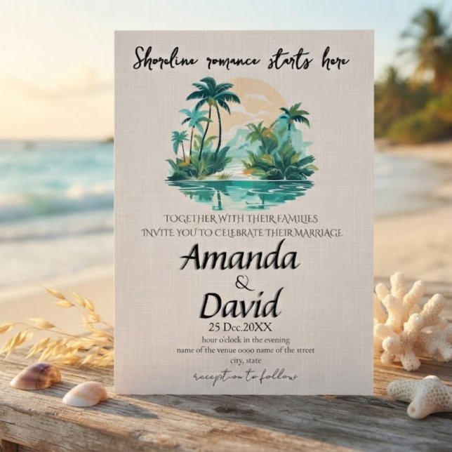 Elegant Seaside Beach Wedding Invitation (Creator Uploaded)