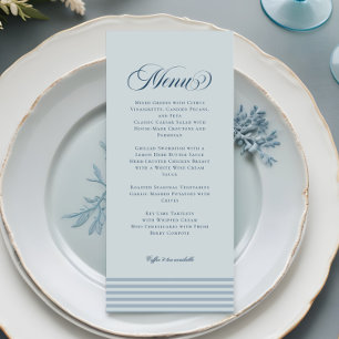 Elegant Seaside Coastal Blue Stripe Wedding Menu