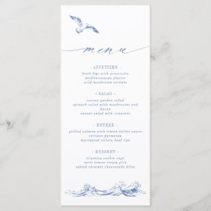 Elegant Seaside Coastal Chic Blue Wedding Menu